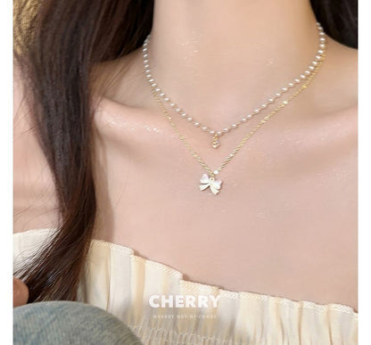 Pearl Faux Necklace Layered