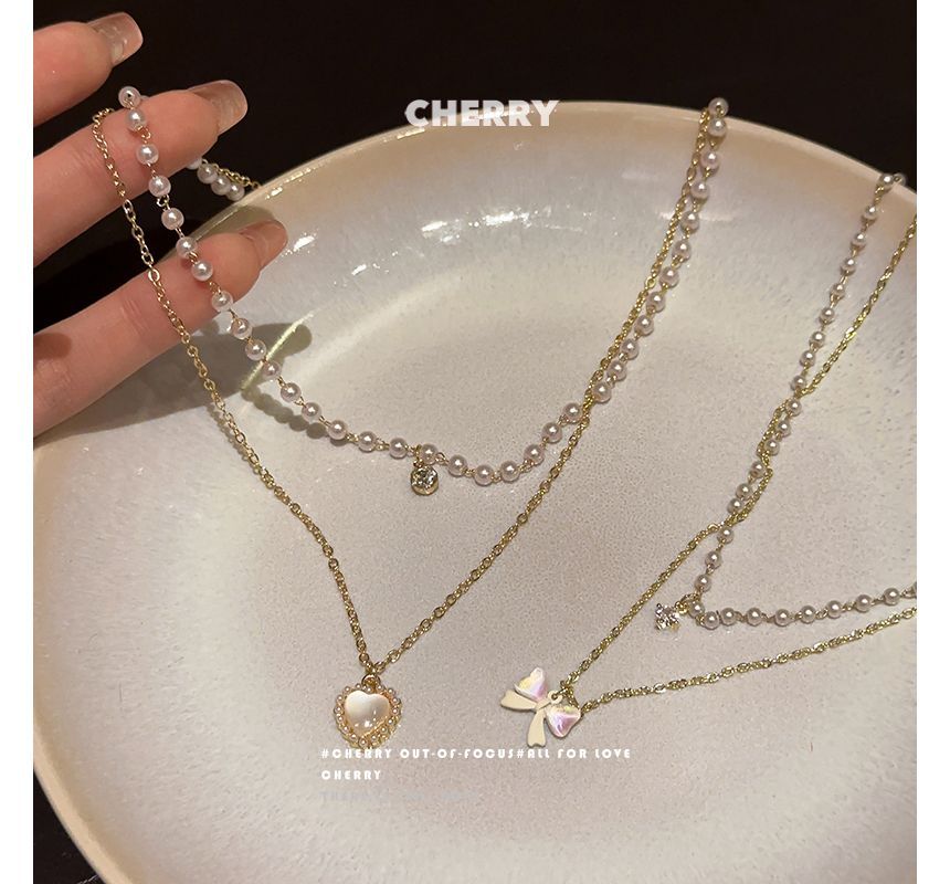 Pearl Faux Necklace Layered