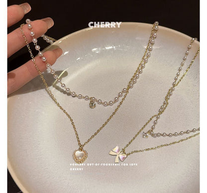 Pearl Faux Necklace Layered