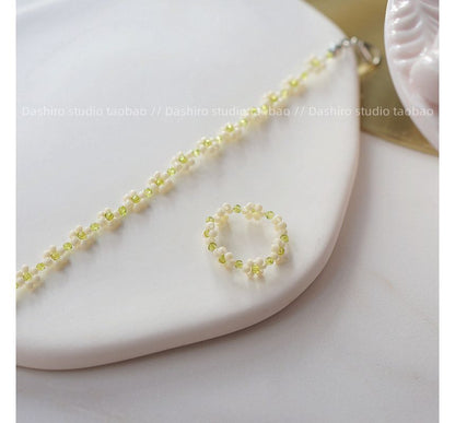 Acrylic Set / Ring Floral Bracelet