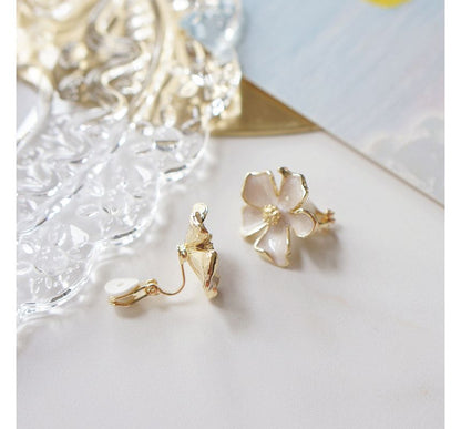 Earring Stud Glaze Floral Alloy