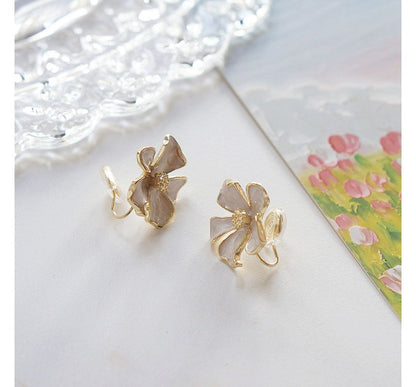 Earring Stud Glaze Floral Alloy