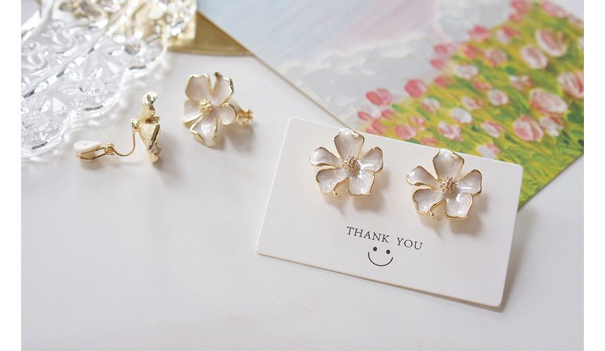 Earring Stud Glaze Floral Alloy