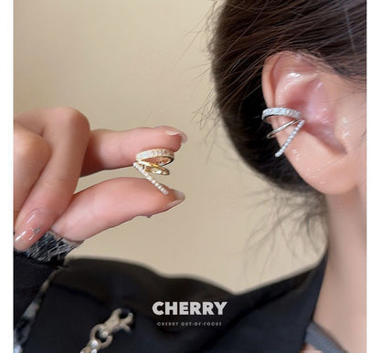 Rhinestone Ear Cuff Layered