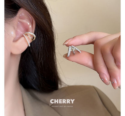 Rhinestone Ear Cuff Layered