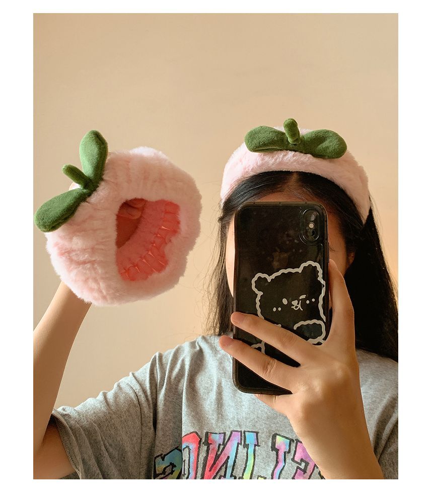 Chenille Peach / Hair Wrist Tie Band Headband