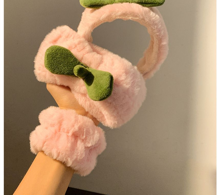 Chenille Peach / Hair Wrist Tie Band Headband