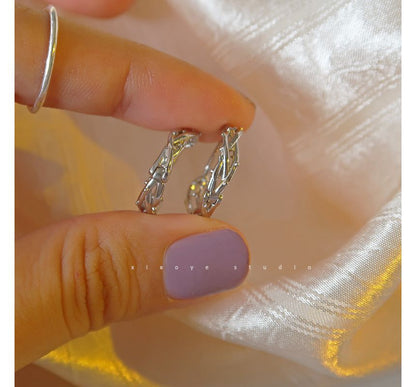 Earring Sterling Thorn Silver Hoop