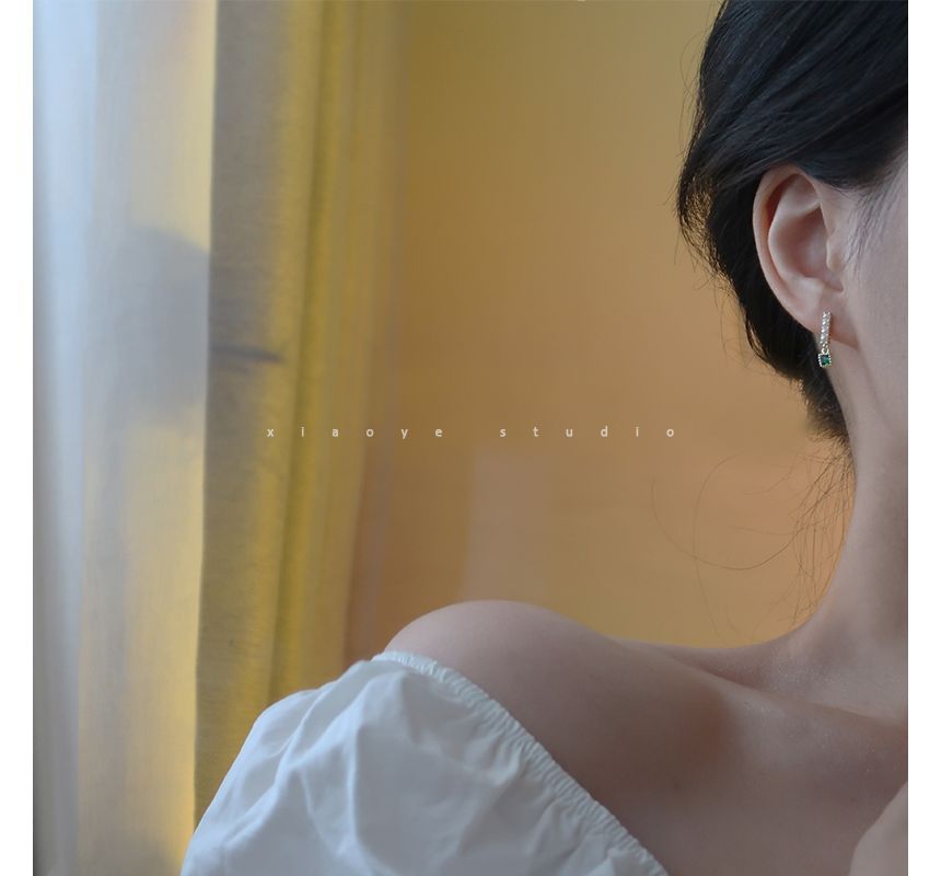 Rhinestone Pearl Alloy Square Drop Faux Earring