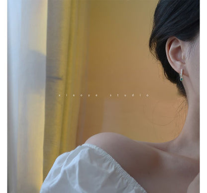 Rhinestone Pearl Alloy Square Drop Faux Earring