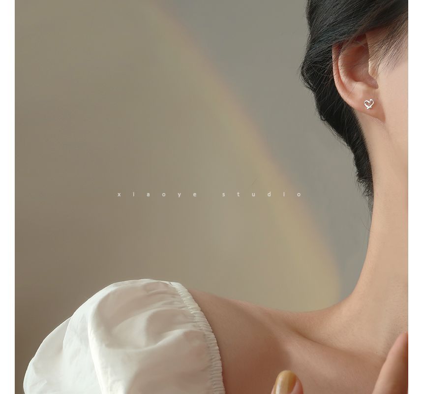 Earring Heart Silver Stud