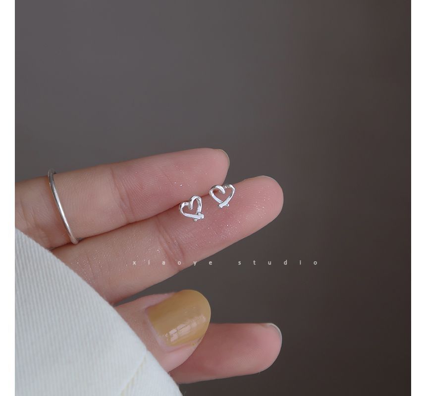 Earring Heart Silver Stud