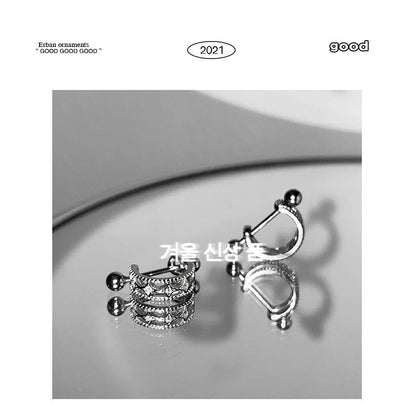 Earring Cutout Huggie Silver Barbell Sterling