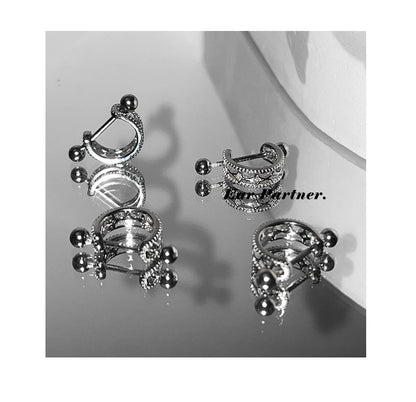 Earring Cutout Huggie Silver Barbell Sterling