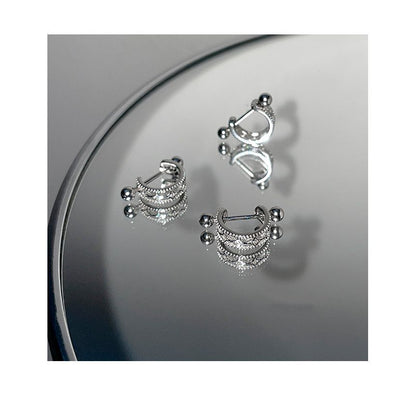 Earring Cutout Huggie Silver Barbell Sterling