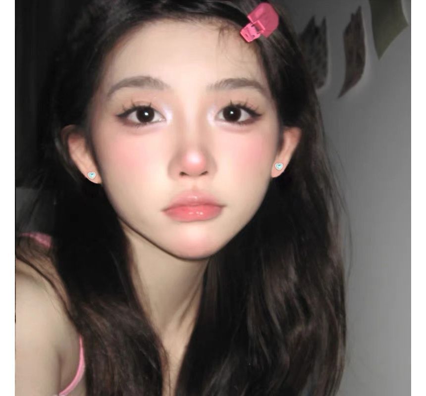 Moonstone Heart Sterling Barbell Silver Earring