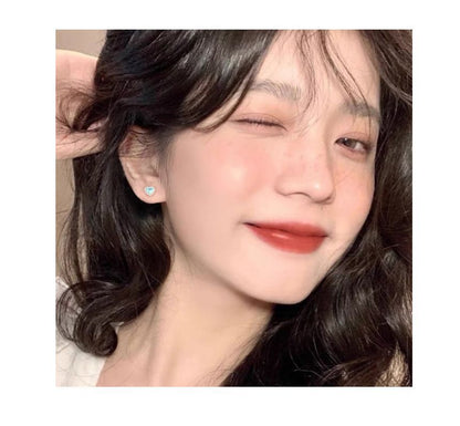 Moonstone Heart Sterling Barbell Silver Earring