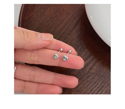 Moonstone Heart Sterling Barbell Silver Earring