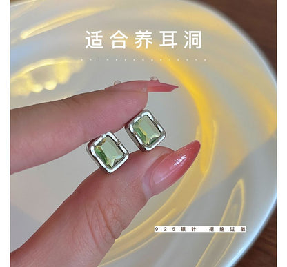 Rectangle Sterling Earring Stud Silver