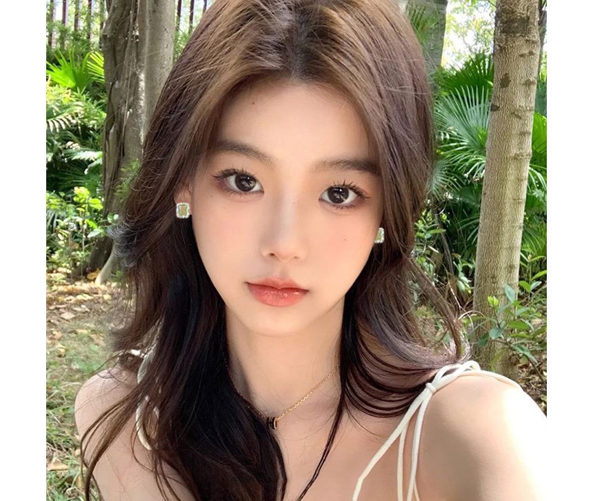 Rectangle Sterling Earring Stud Silver