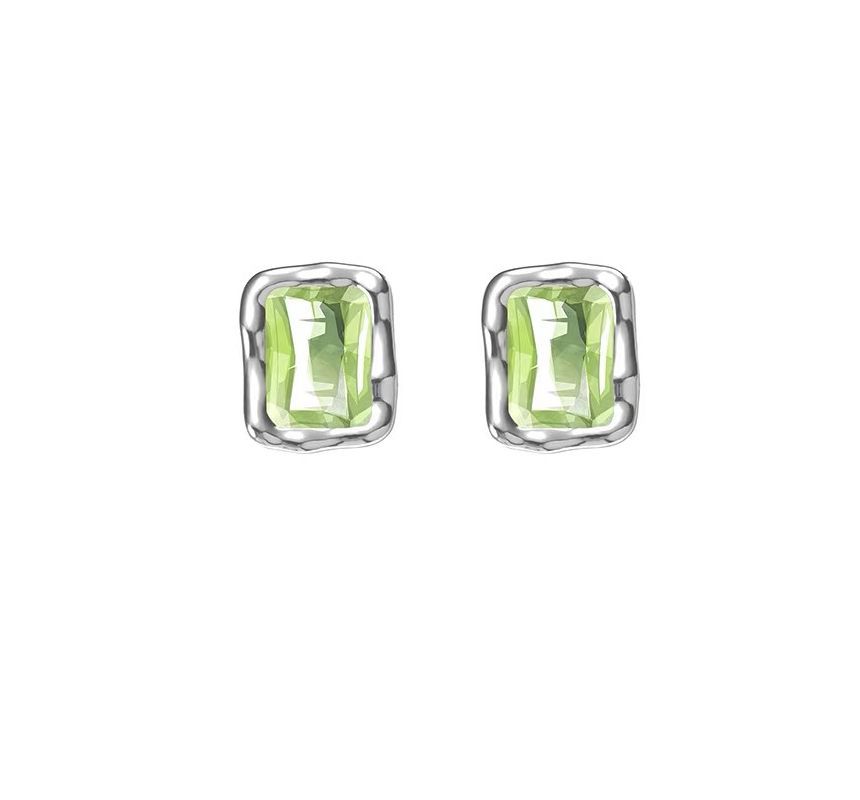 Rectangle Sterling Earring Stud Silver