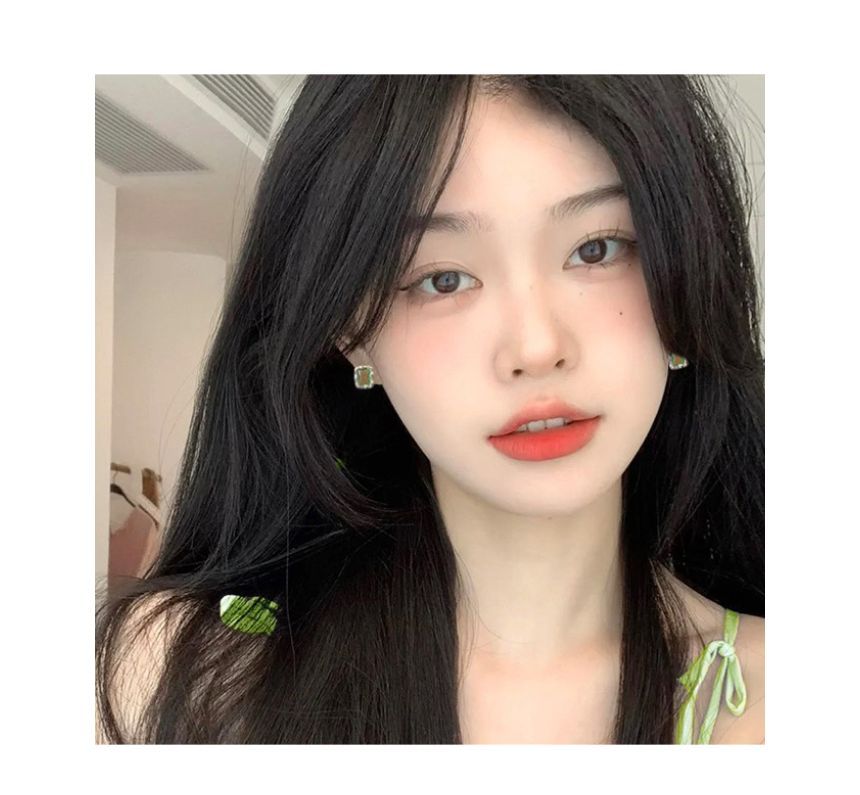 Rectangle Sterling Earring Stud Silver