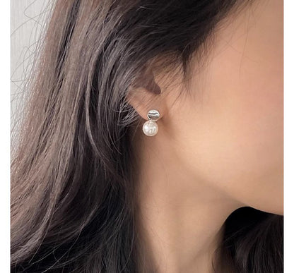 Earring Sterling Pearl Silver Faux Drop