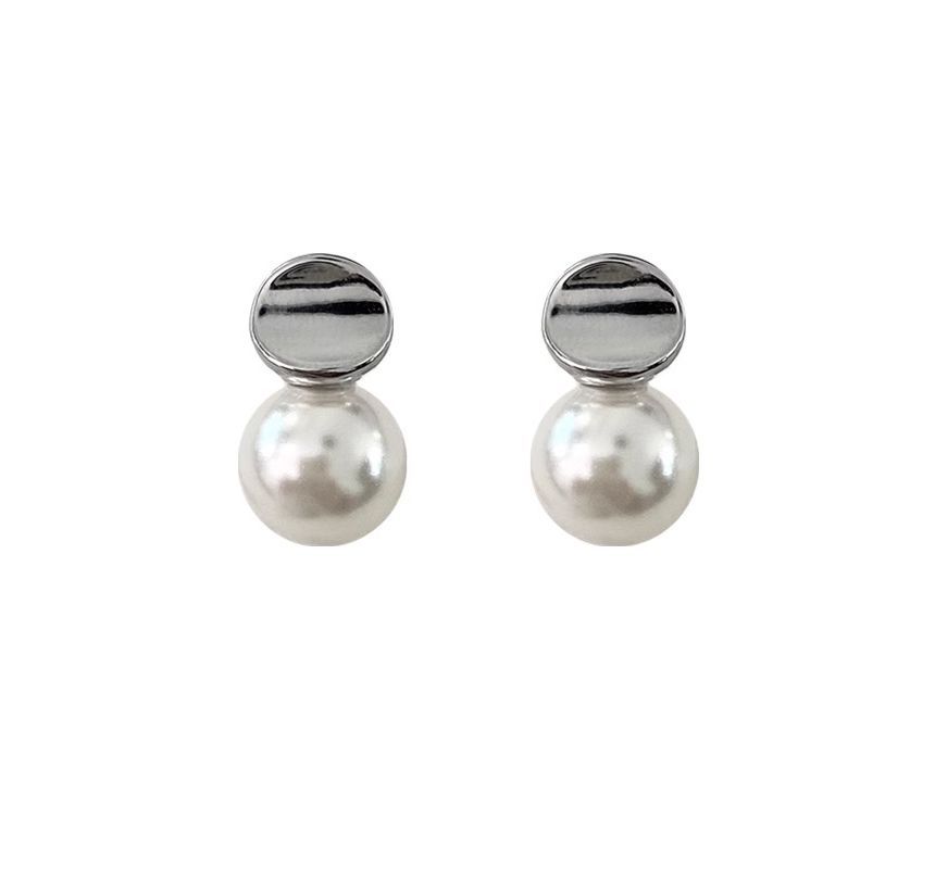 Earring Sterling Pearl Silver Faux Drop