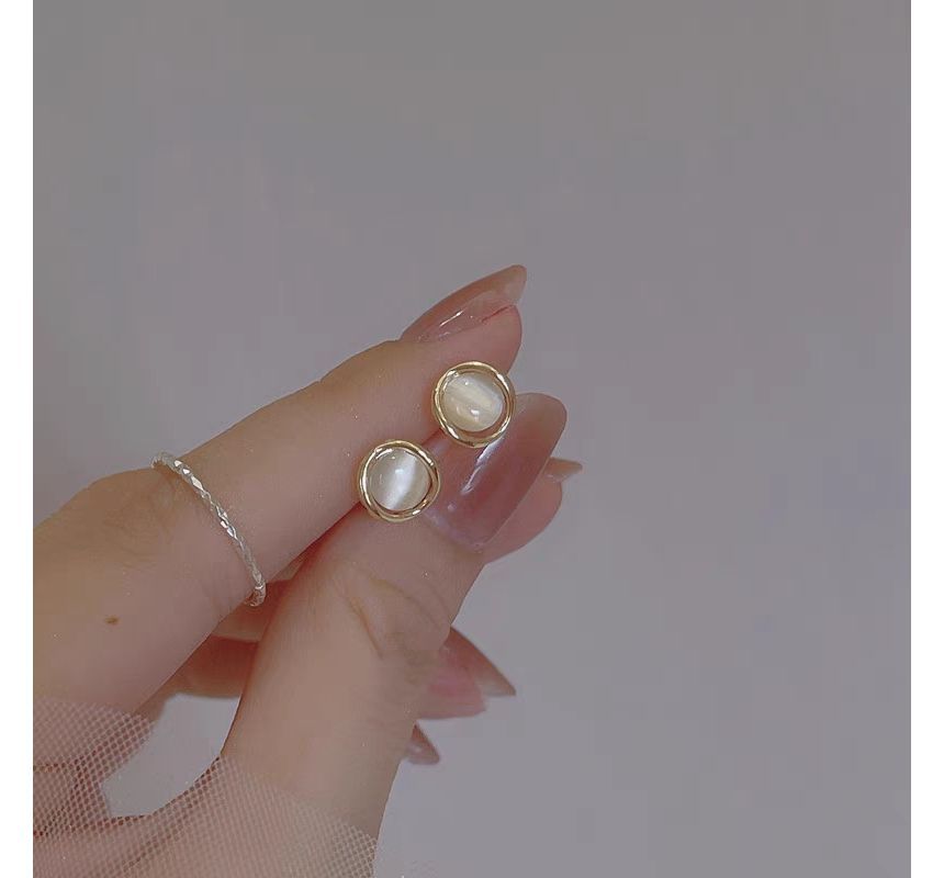 Stone Earring Cat Alloy Stud Faux Eye