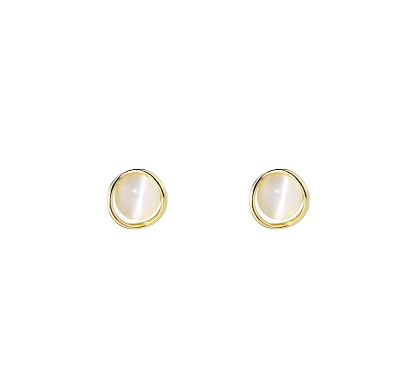 Stone Earring Cat Alloy Stud Faux Eye