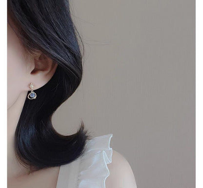 Planet Earring Faux Rhinestone Stone Star Cat Alloy Drop Eye