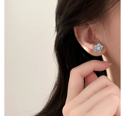 Stud Earring Floral Acrylic Alloy