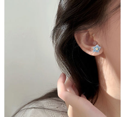 Stud Earring Floral Acrylic Alloy