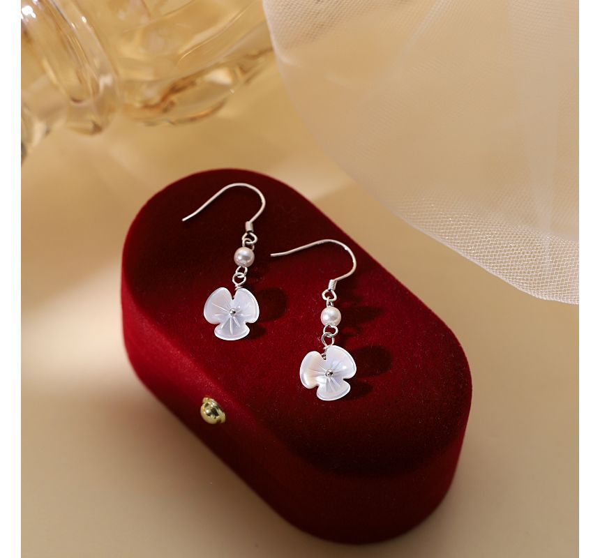 Dangle Faux Earring Alloy Floral Acrylic Pearl