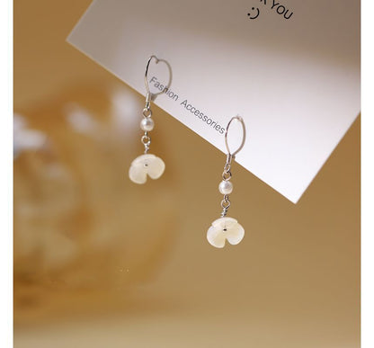 Dangle Faux Earring Alloy Floral Acrylic Pearl
