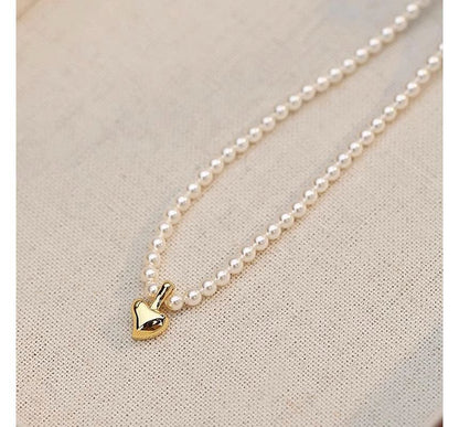 Choker Pendant Faux Pearl Heart