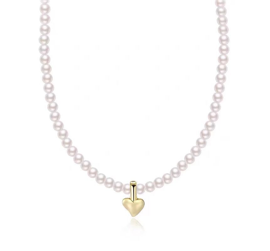 Choker Pendant Faux Pearl Heart
