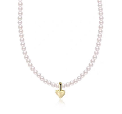 Choker Pendant Faux Pearl Heart