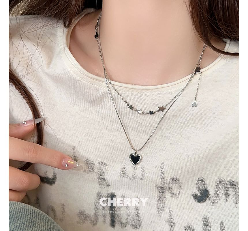 Necklace Alloy Pendant Heart / Star Choker Set