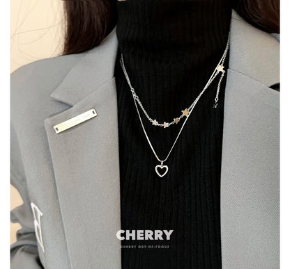 Necklace Alloy Pendant Heart / Star Choker Set