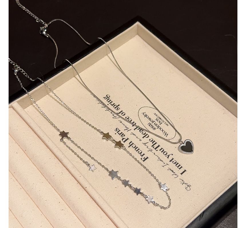 Necklace Alloy Pendant Heart / Star Choker Set