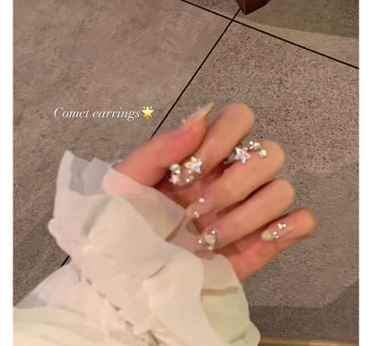 Rhinestone Faux Ear Star Alloy Pearl Cuff