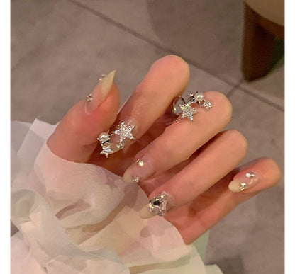 Rhinestone Faux Ear Star Alloy Pearl Cuff