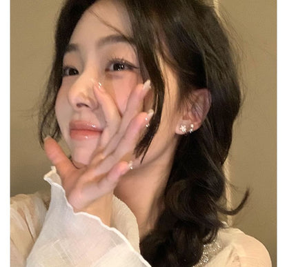 Rhinestone Faux Ear Star Alloy Pearl Cuff