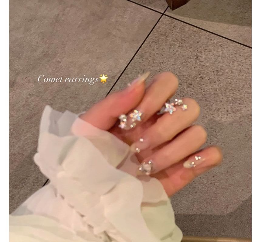 Rhinestone Faux Ear Star Alloy Pearl Cuff