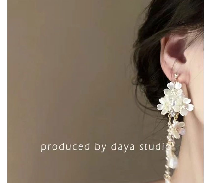 Floral Alloy Earring Chandelier Faux Pearl