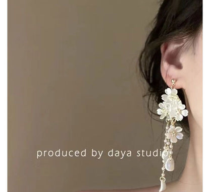Floral Alloy Earring Chandelier Faux Pearl