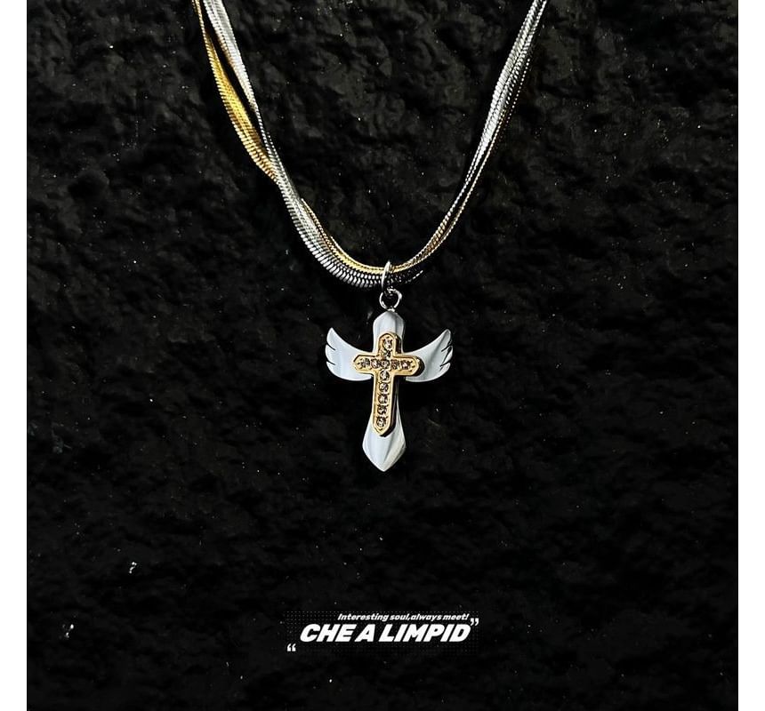 Cross Pendant Alloy Layered Necklace
