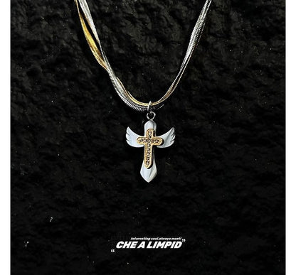 Cross Pendant Alloy Layered Necklace