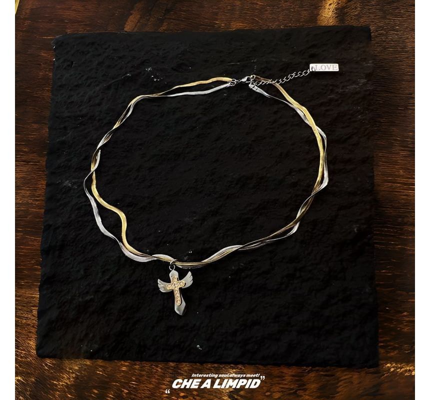 Cross Pendant Alloy Layered Necklace